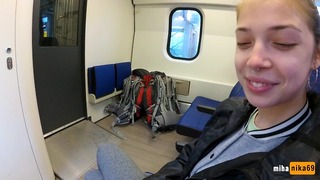 Real Public Blowjob In The Train POV Oral Sex Creampie By Mihanika69